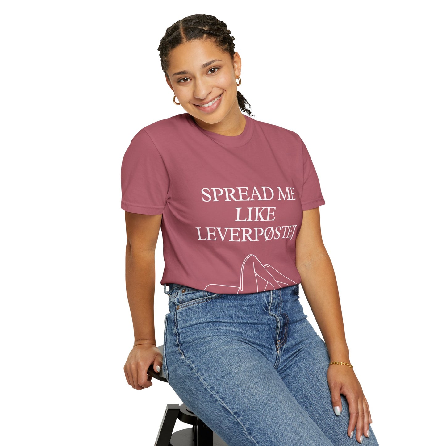Spread Me Like Leverpøstej Unisex Garment-Dyed T-shirt