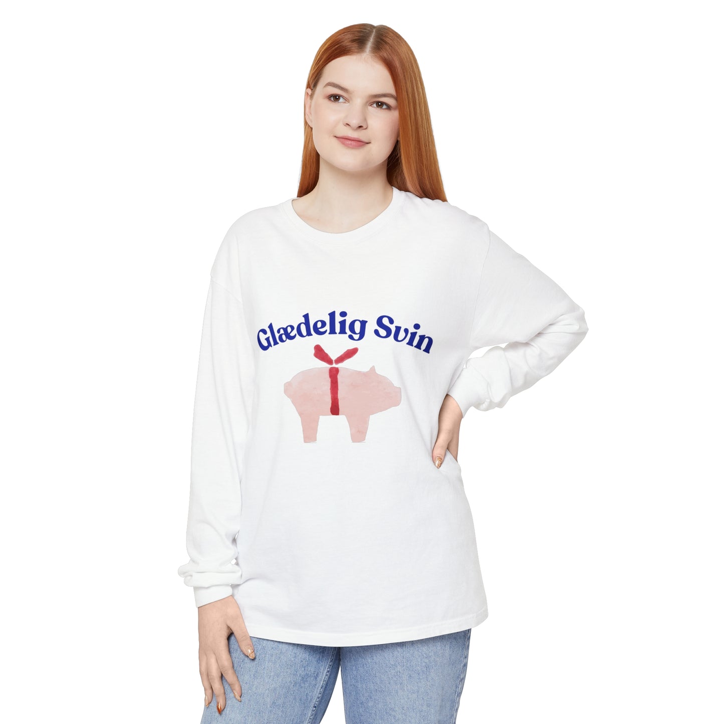 Glædelig Svin Unisex Garment-dyed Long Sleeve T-Shirt