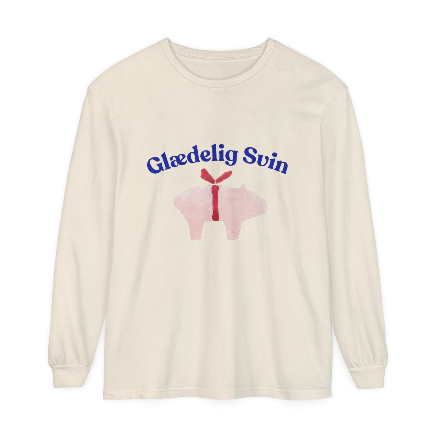 Glædelig Svin Unisex Garment-dyed Long Sleeve T-Shirt
