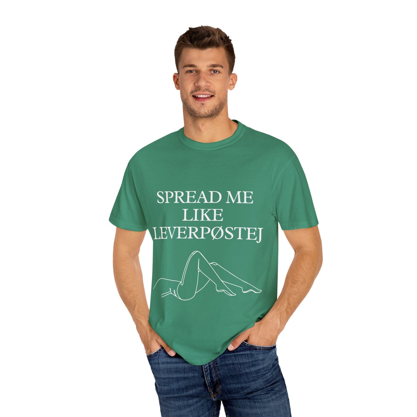 Spread Me Like Leverpøstej Unisex Garment-Dyed T-shirt