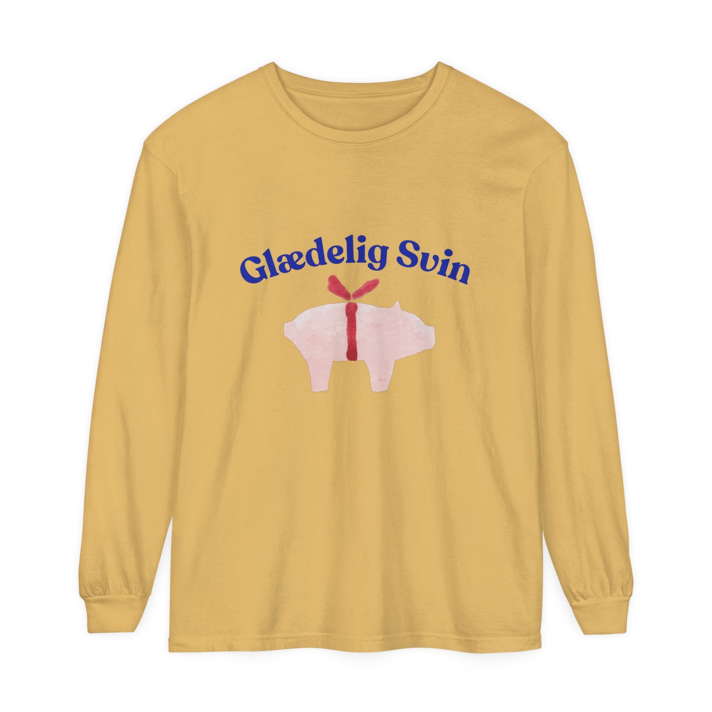 Glædelig Svin Unisex Garment-dyed Long Sleeve T-Shirt