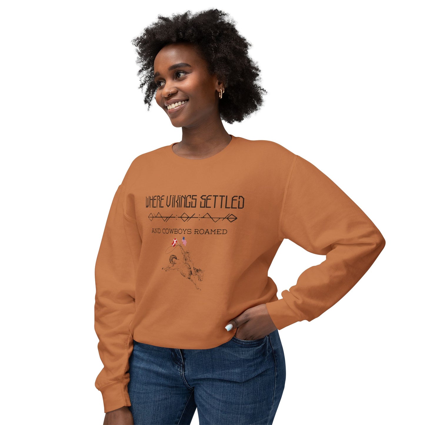 Where Vikings Settled And Cowboys Roamed Unisex Lightweight Crewneck Sweatshirt