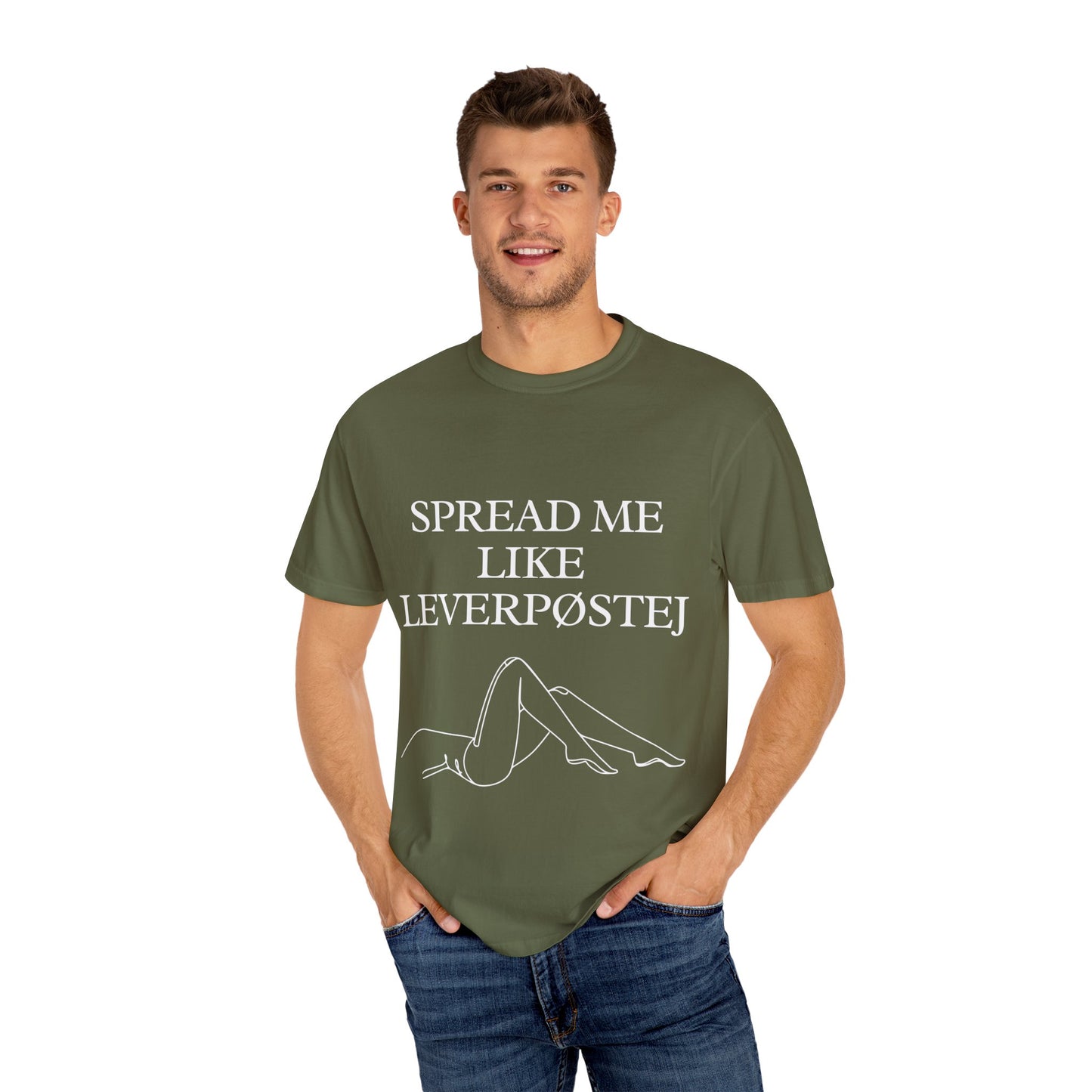 Spread Me Like Leverpøstej Unisex Garment-Dyed T-shirt