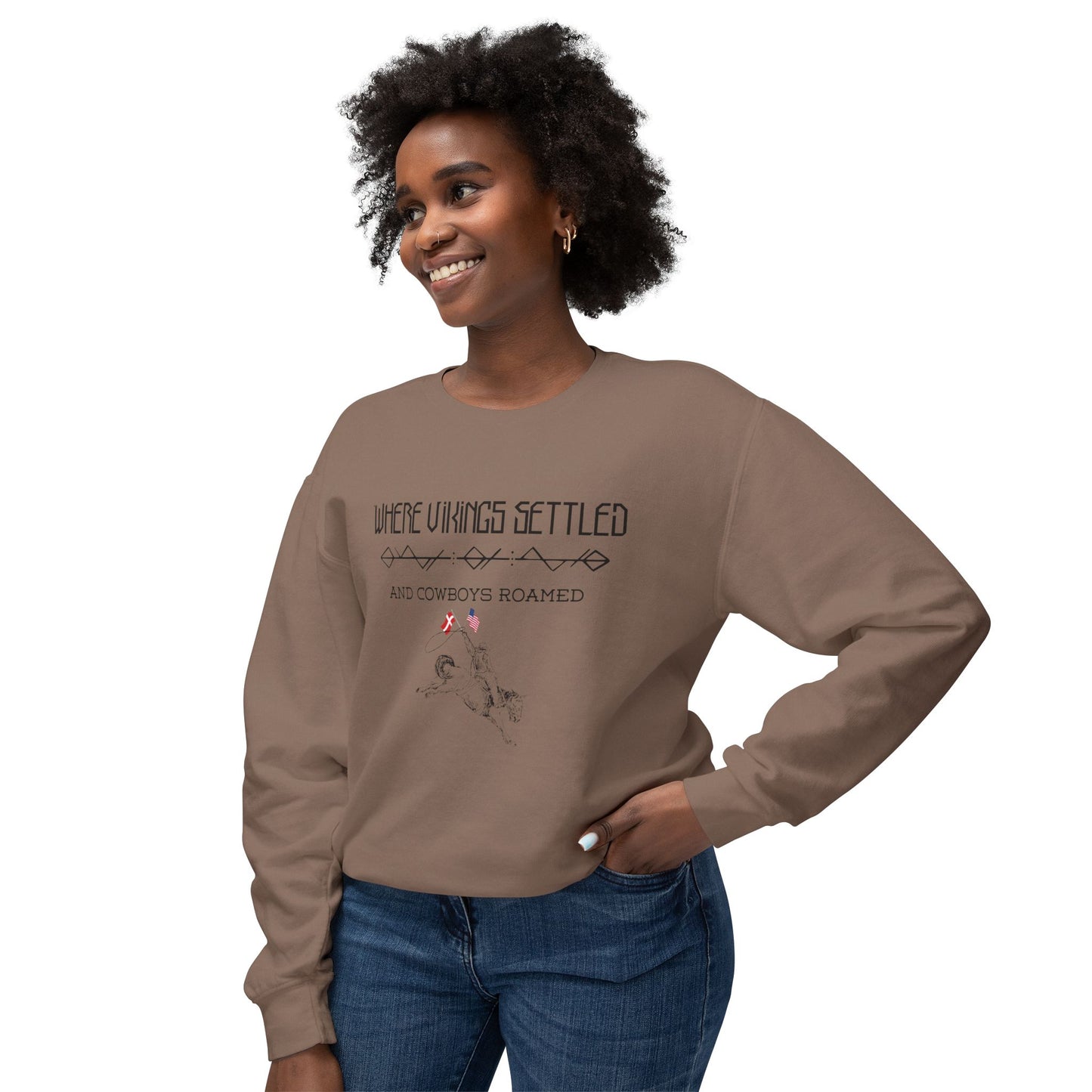 Where Vikings Settled And Cowboys Roamed Unisex Lightweight Crewneck Sweatshirt