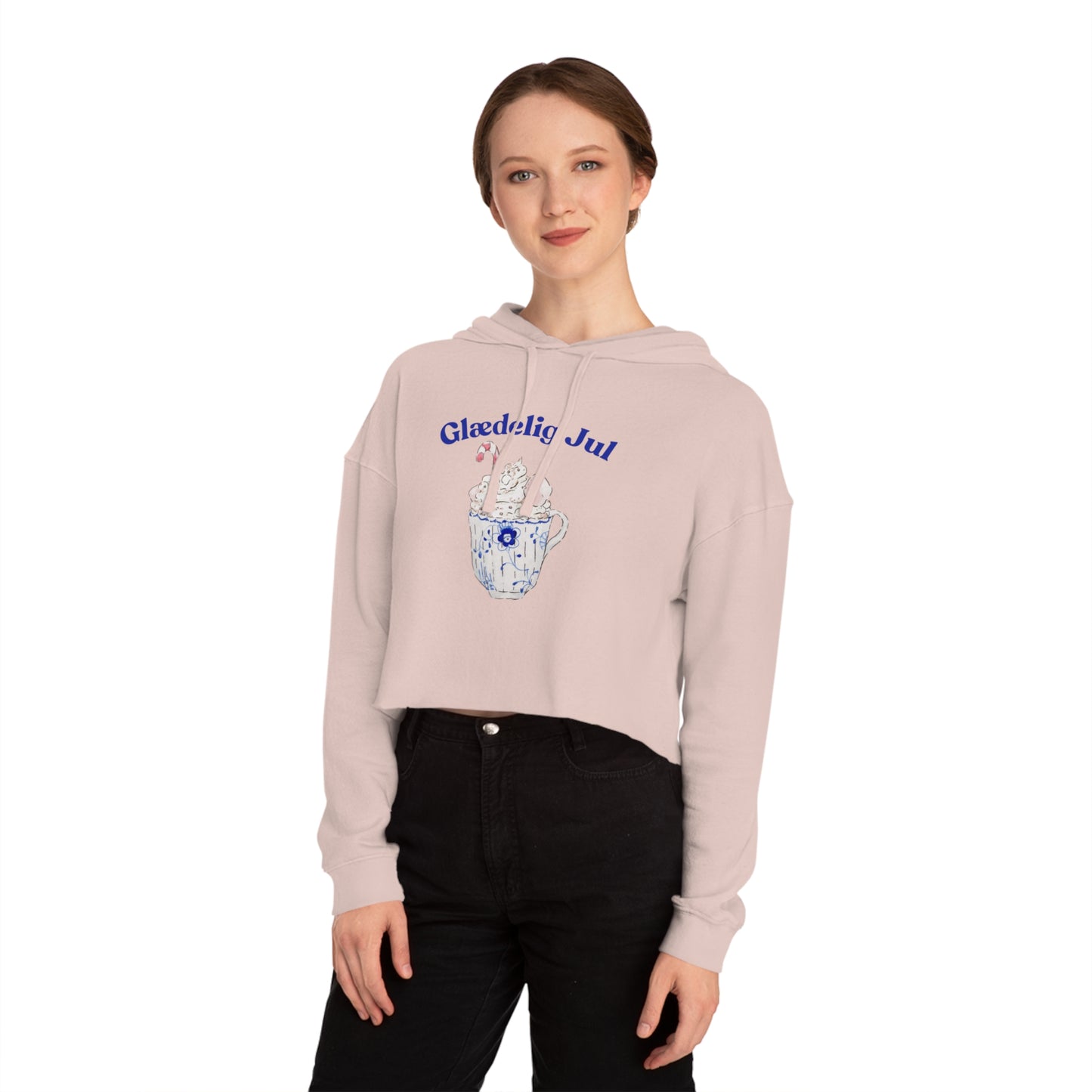 Glædelig Jul Hot Chocolate - Women’s Cropped Hooded Sweatshirt