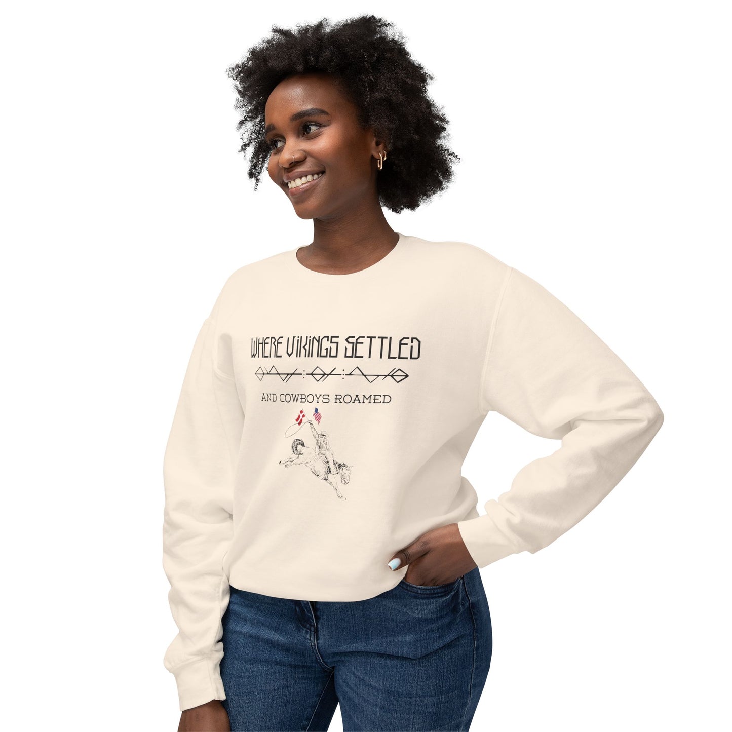 Where Vikings Settled And Cowboys Roamed Unisex Lightweight Crewneck Sweatshirt