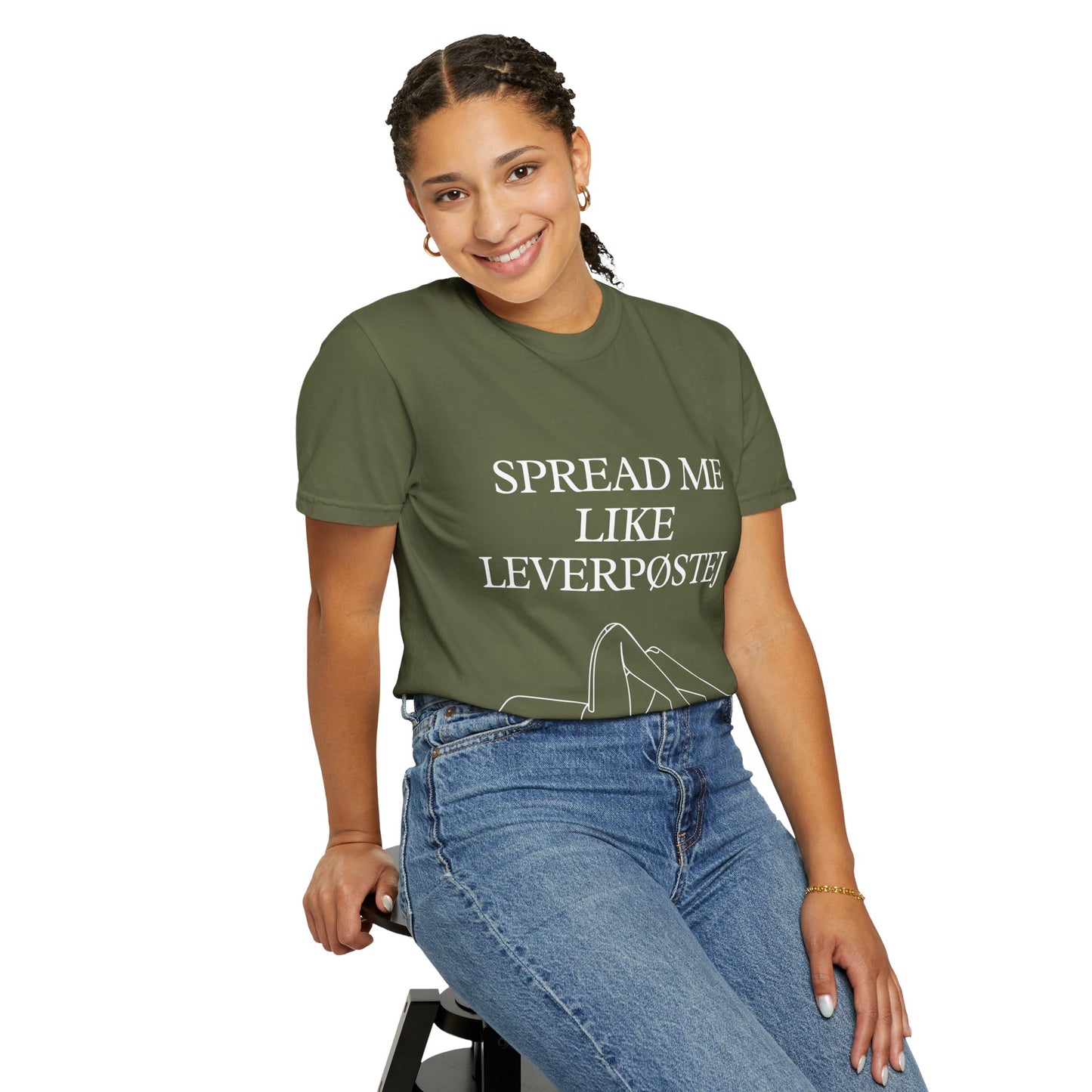 Spread Me Like Leverpøstej Unisex Garment-Dyed T-shirt