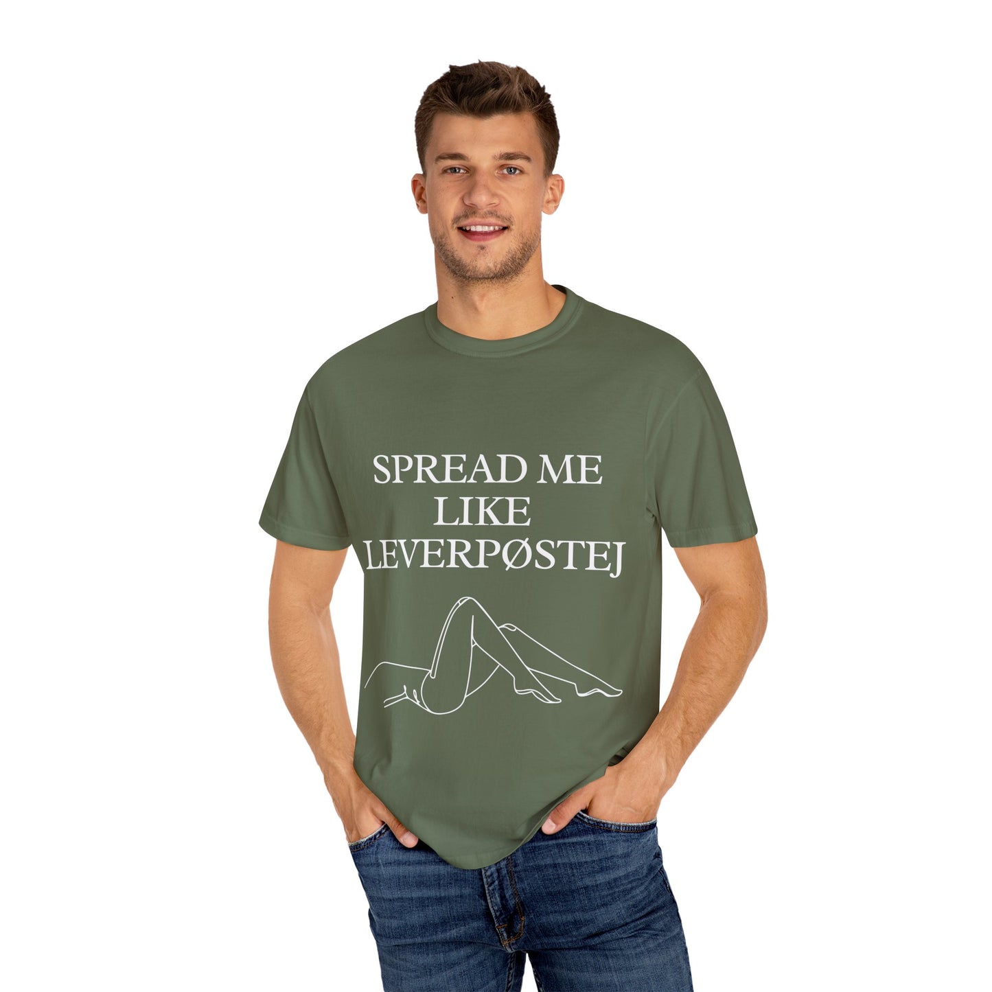 Spread Me Like Leverpøstej Unisex Garment-Dyed T-shirt
