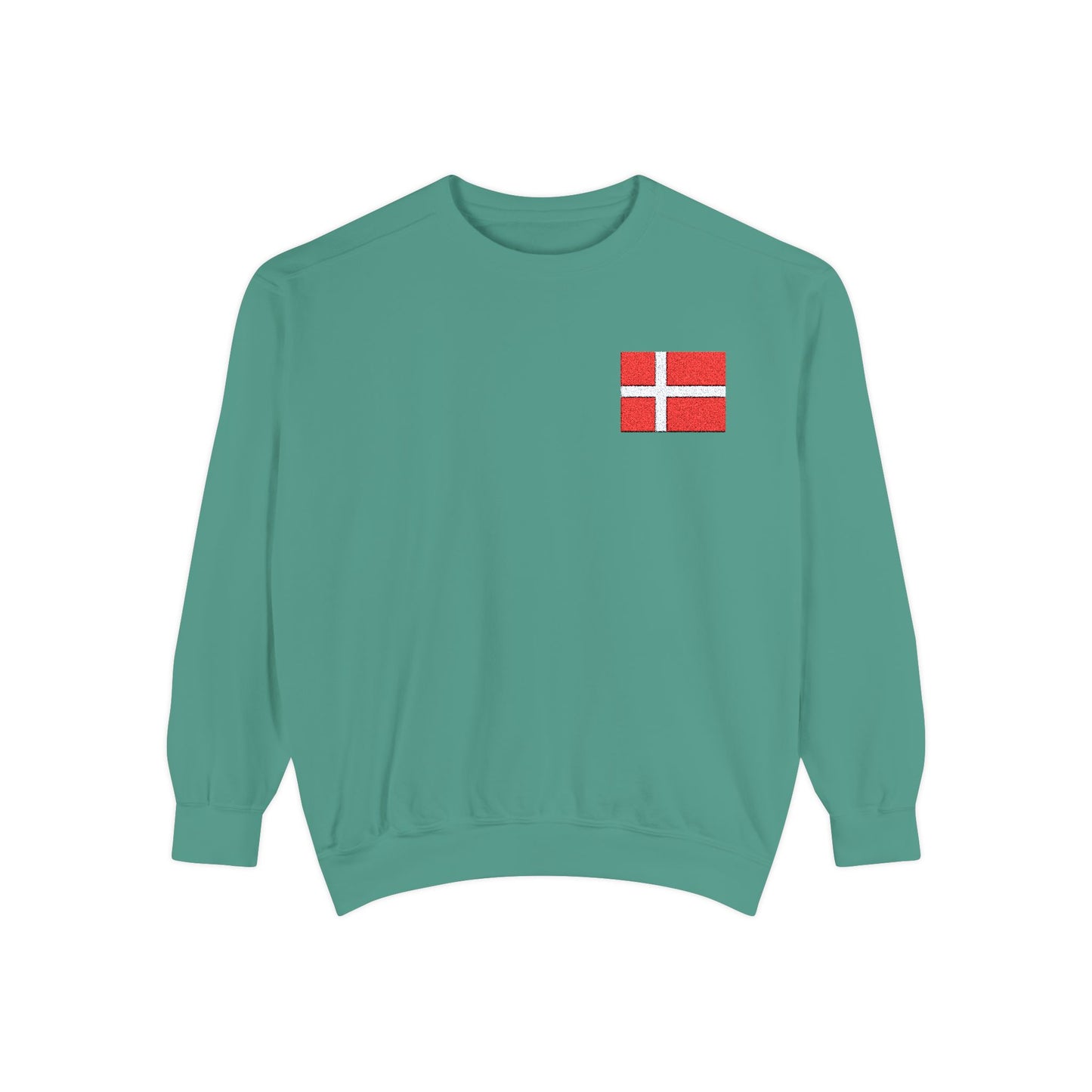 Embroidered Danish Flag - Unisex Garment-Dyed Sweatshirt