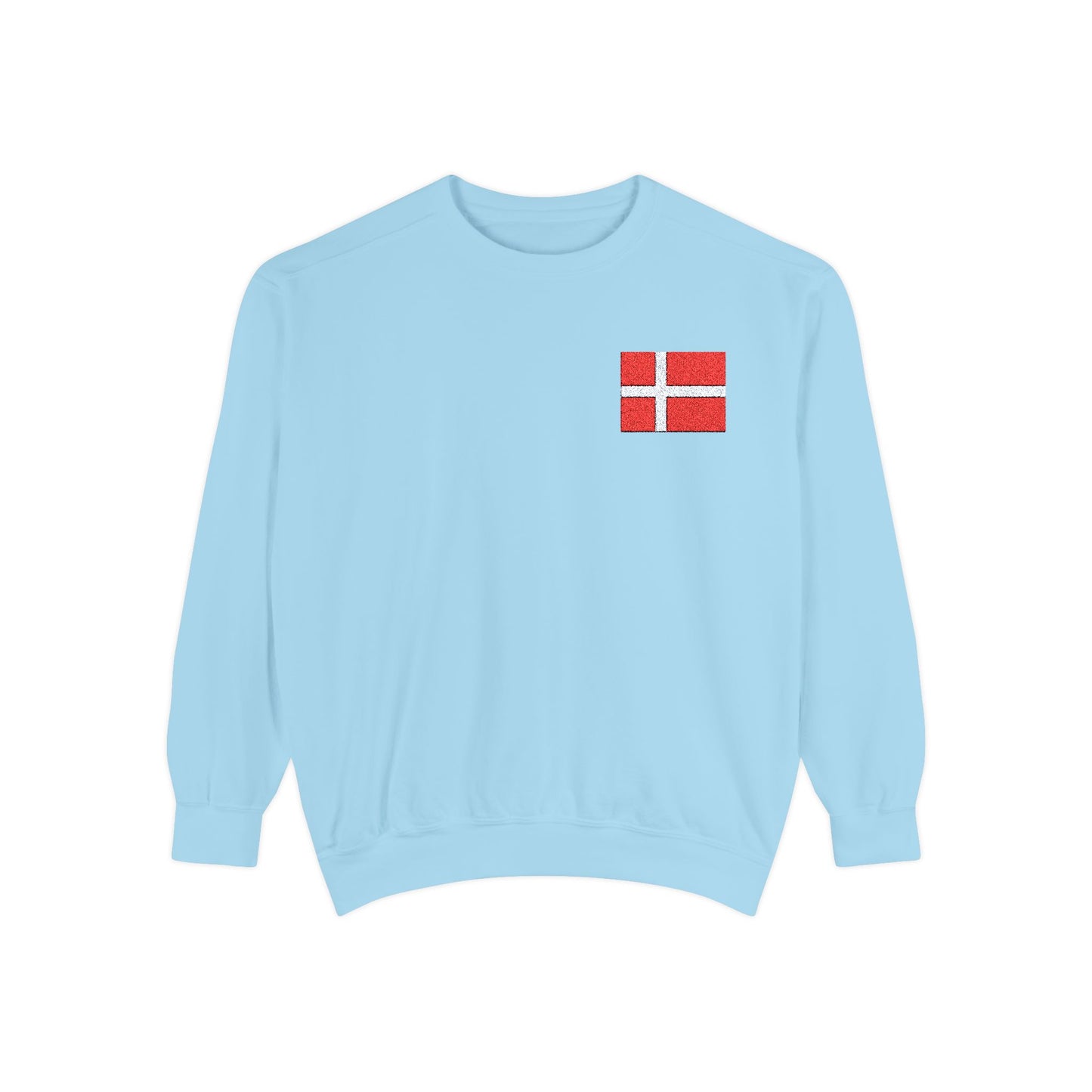 Embroidered Danish Flag - Unisex Garment-Dyed Sweatshirt
