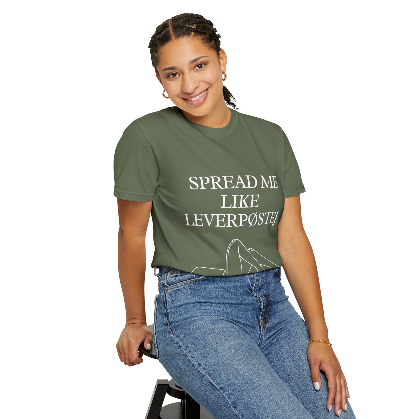 Spread Me Like Leverpøstej Unisex Garment-Dyed T-shirt