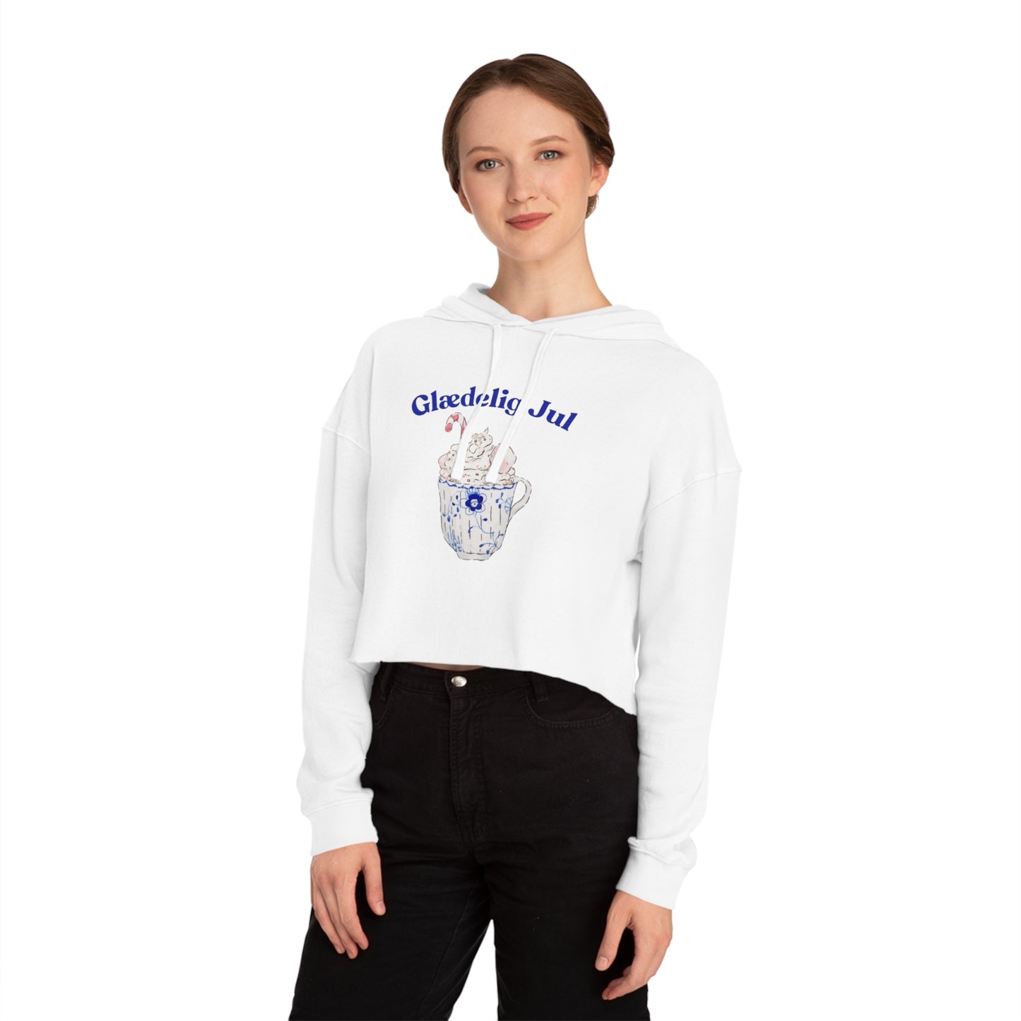 Glædelig Jul Hot Chocolate - Women’s Cropped Hooded Sweatshirt