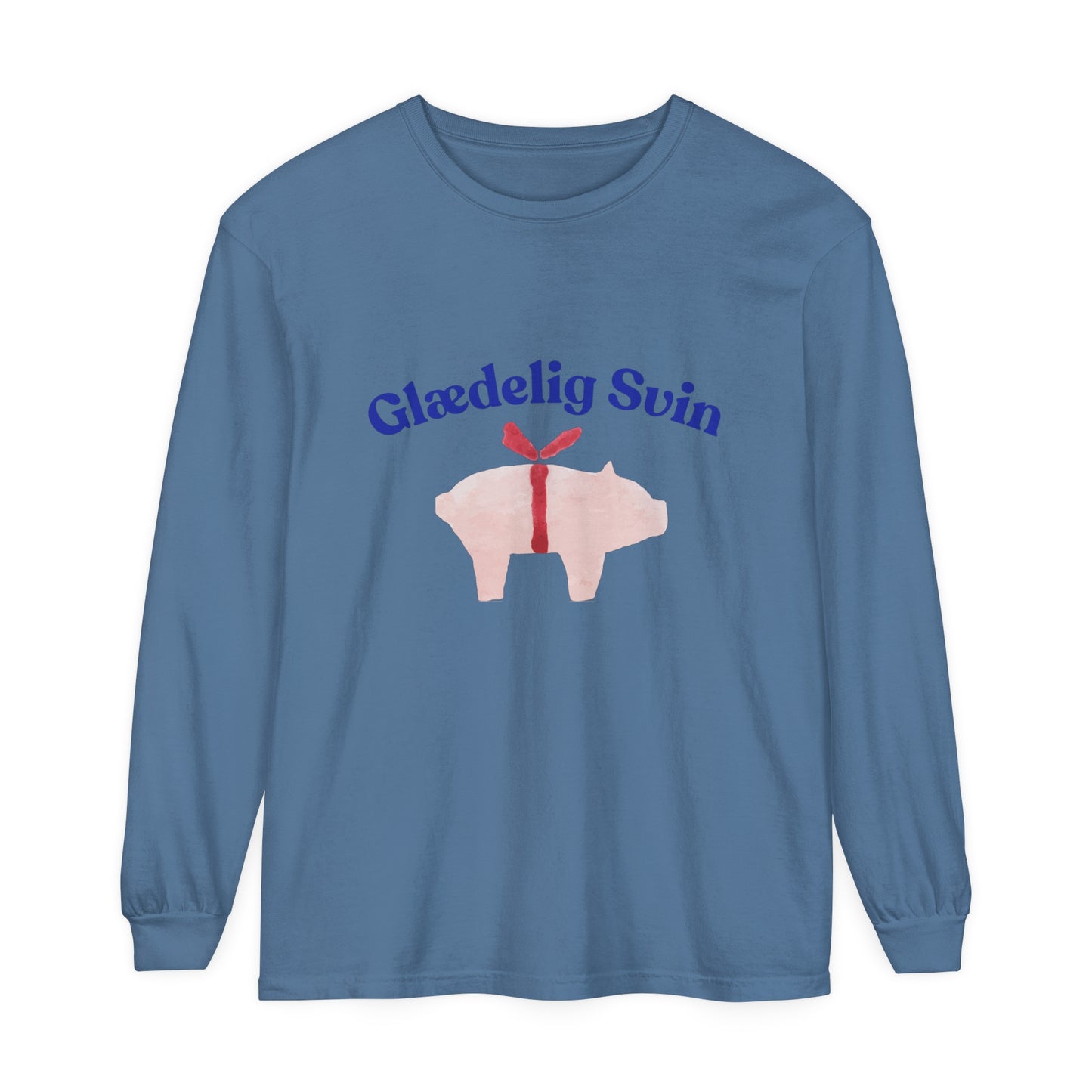 Glædelig Svin Unisex Garment-dyed Long Sleeve T-Shirt