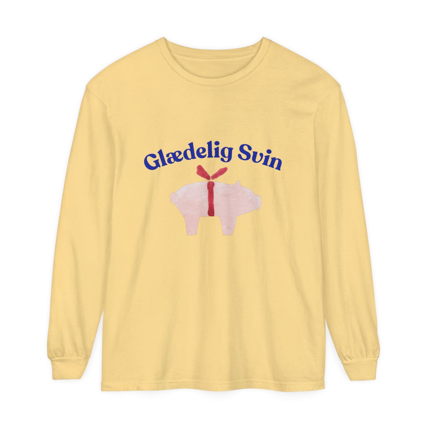 Glædelig Svin Unisex Garment-dyed Long Sleeve T-Shirt