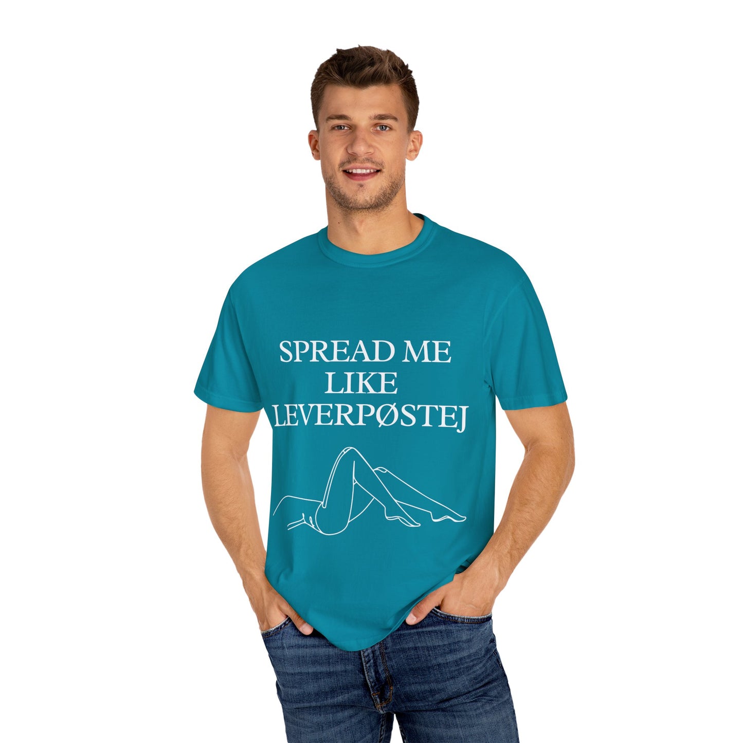 Spread Me Like Leverpøstej Unisex Garment-Dyed T-shirt