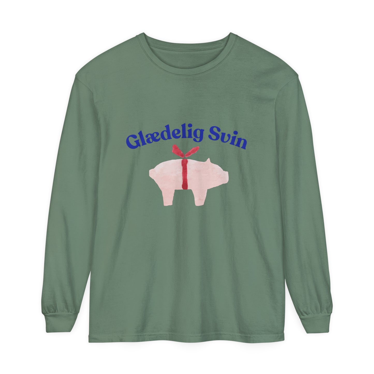 Glædelig Svin Unisex Garment-dyed Long Sleeve T-Shirt