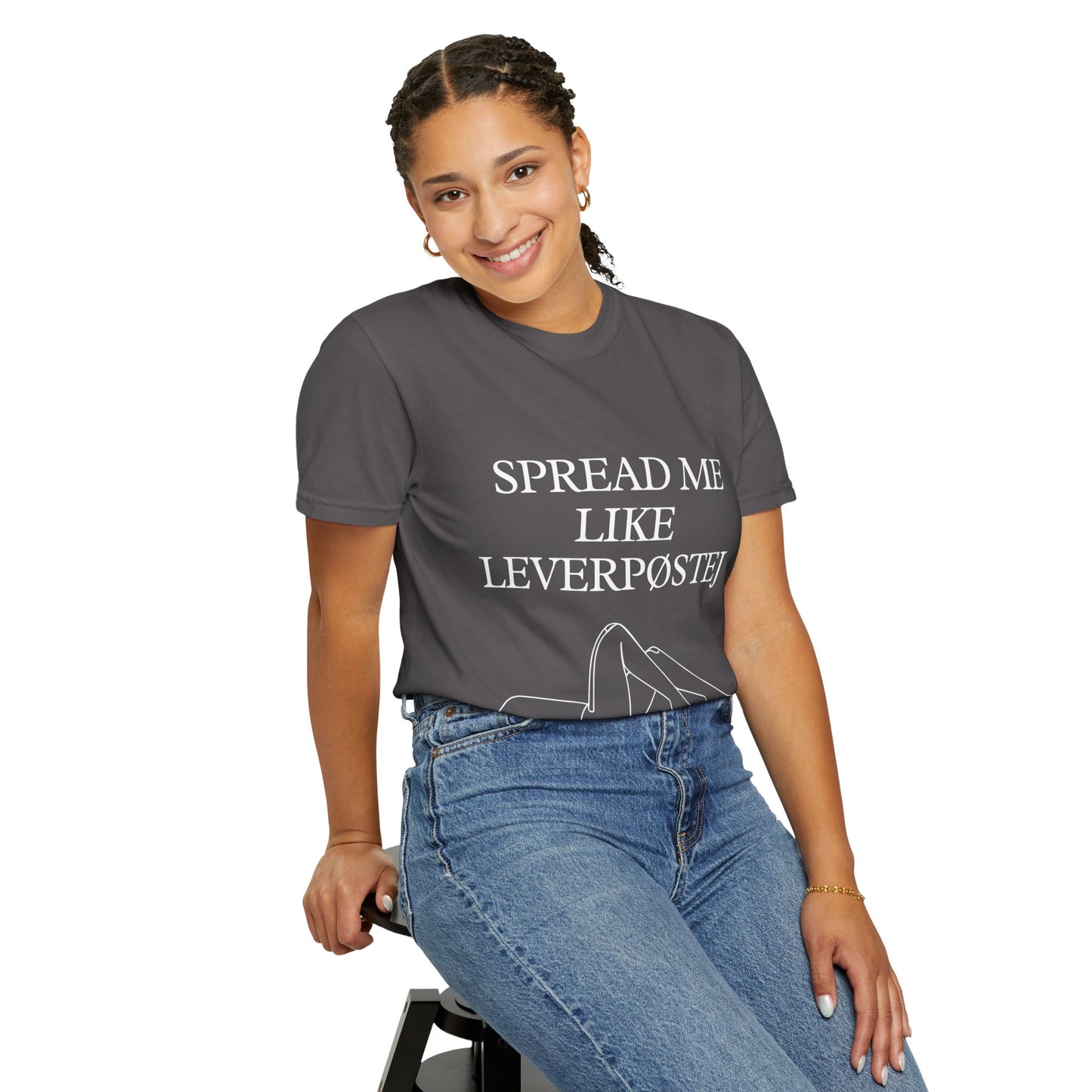 Spread Me Like Leverpøstej Unisex Garment-Dyed T-shirt