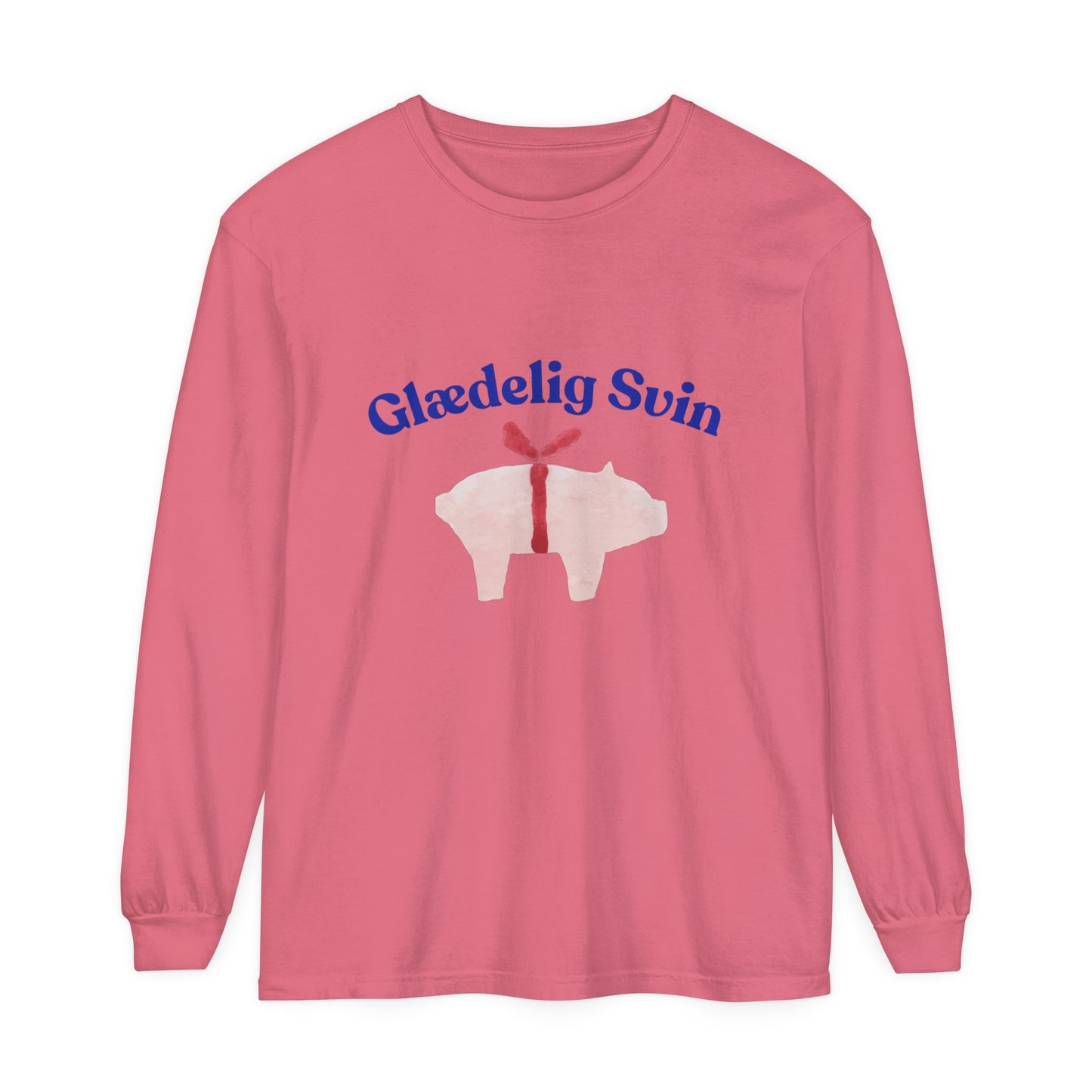 Glædelig Svin Unisex Garment-dyed Long Sleeve T-Shirt