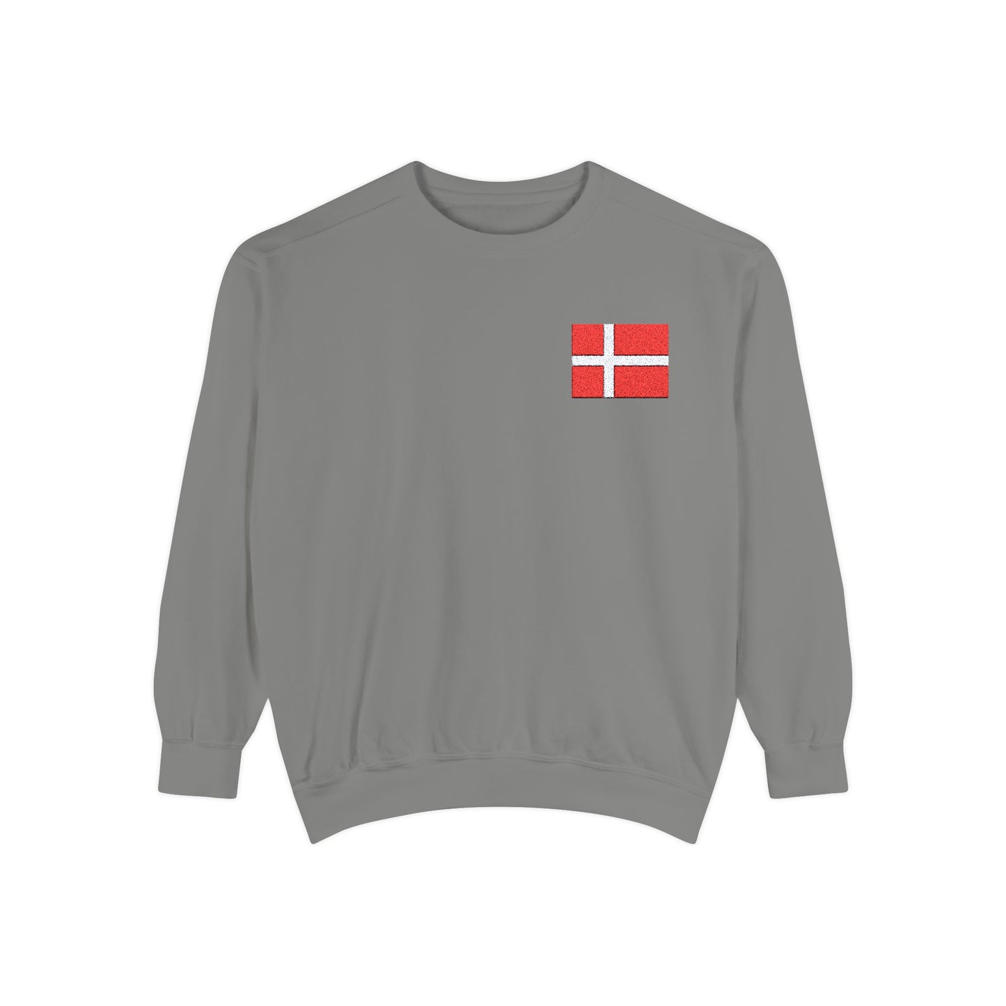 Embroidered Danish Flag - Unisex Garment-Dyed Sweatshirt