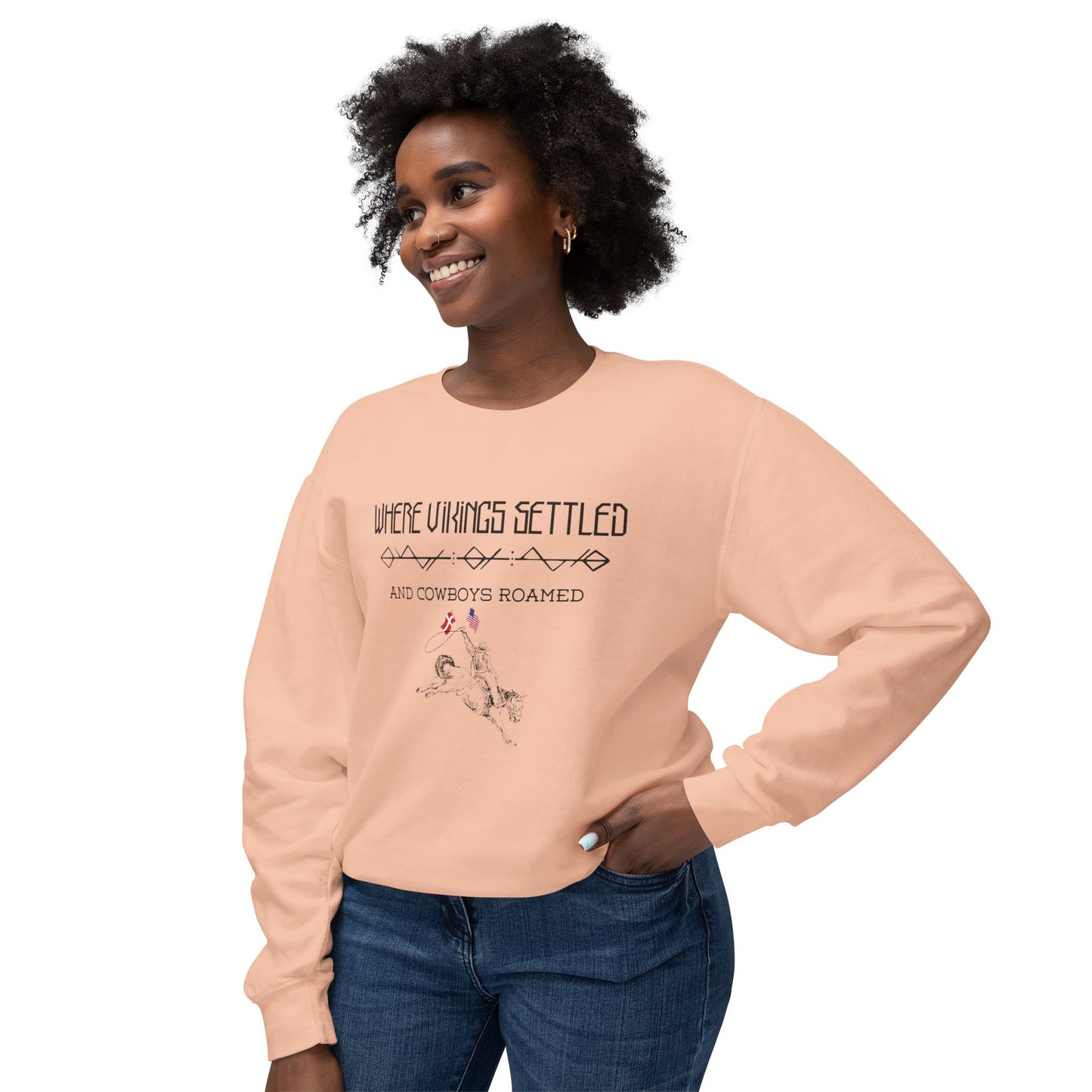 Where Vikings Settled And Cowboys Roamed Unisex Lightweight Crewneck Sweatshirt
