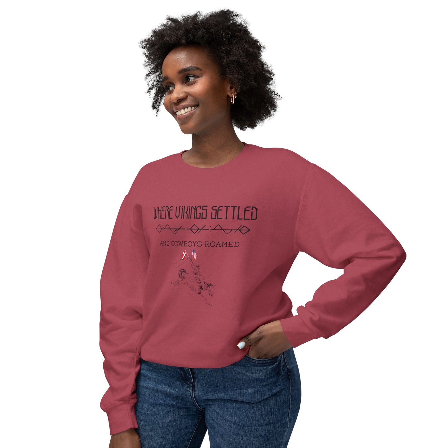 Where Vikings Settled And Cowboys Roamed Unisex Lightweight Crewneck Sweatshirt
