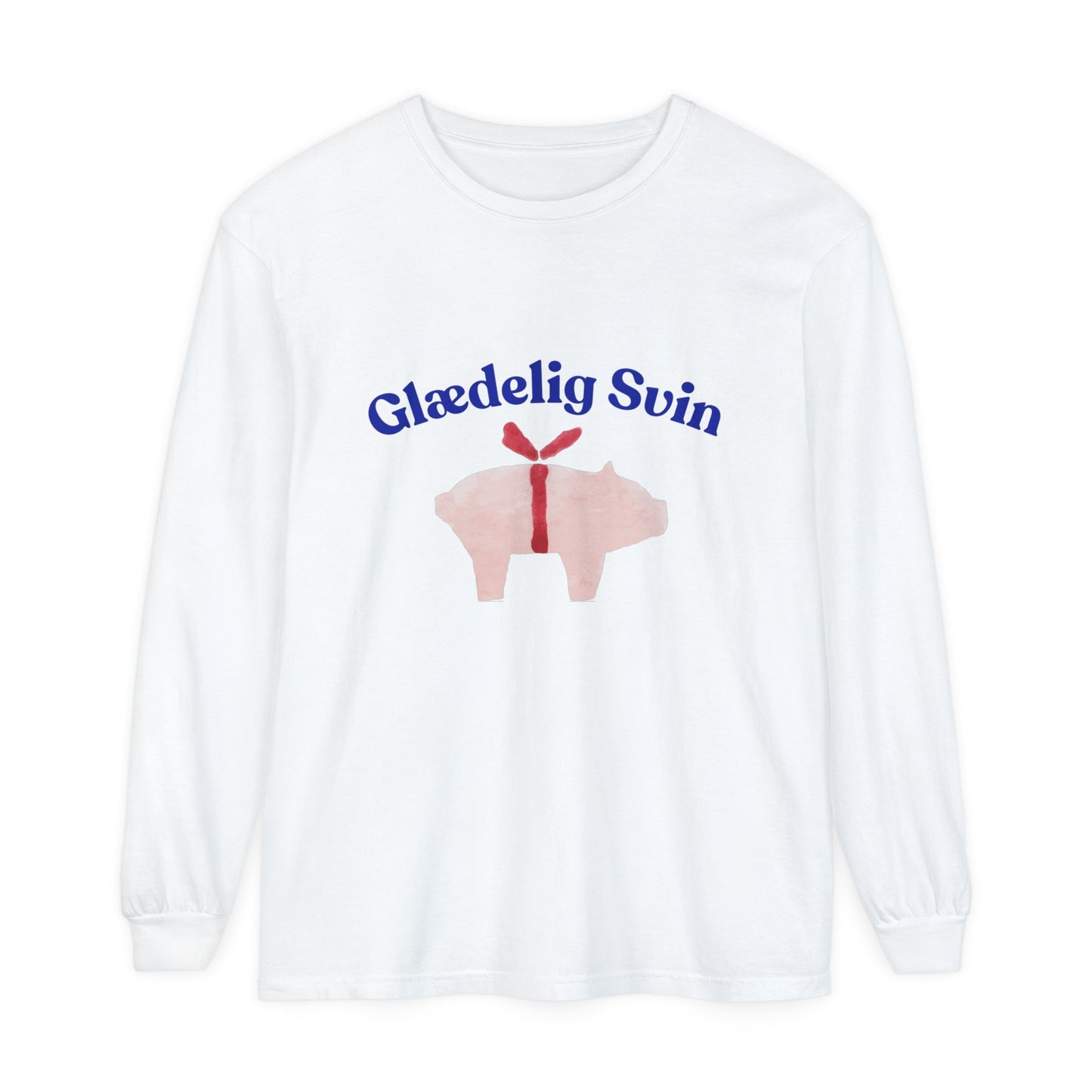 Glædelig Svin Unisex Garment-dyed Long Sleeve T-Shirt