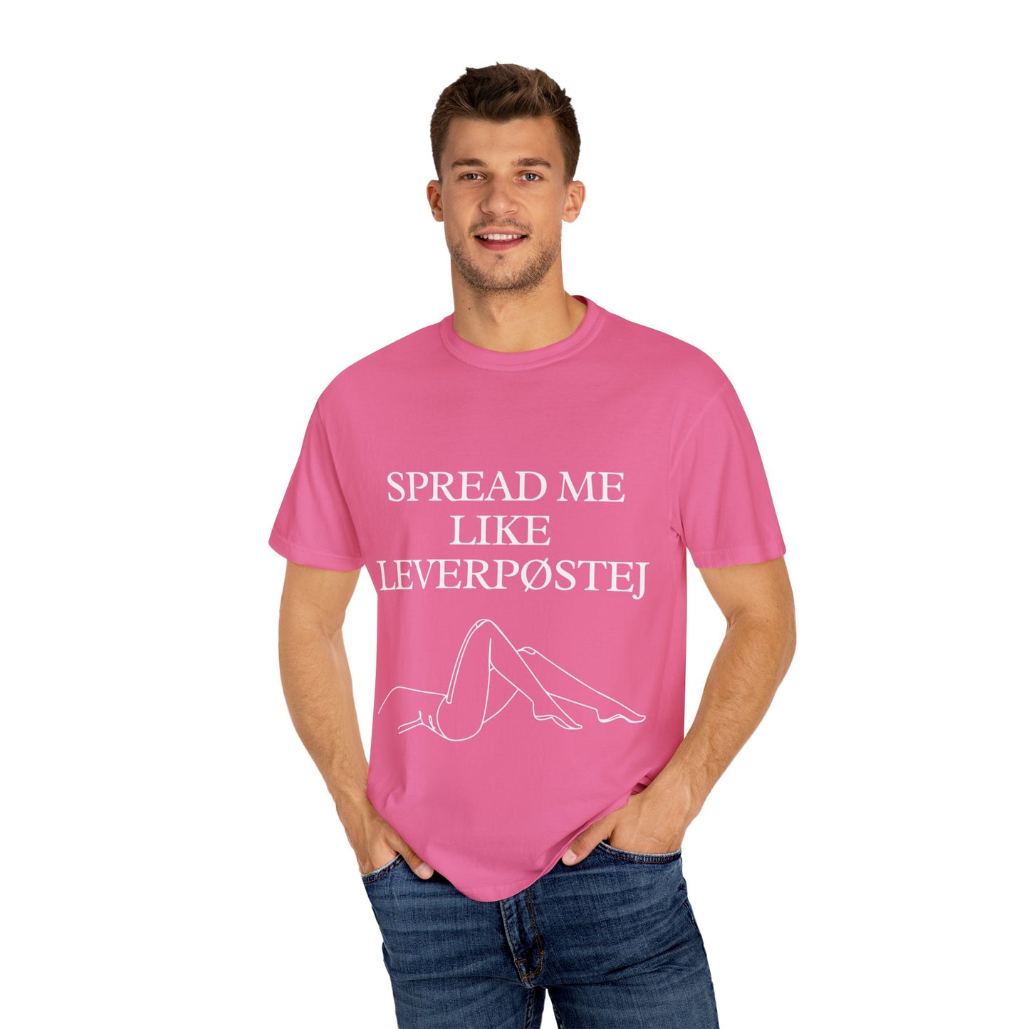 Spread Me Like Leverpøstej Unisex Garment-Dyed T-shirt