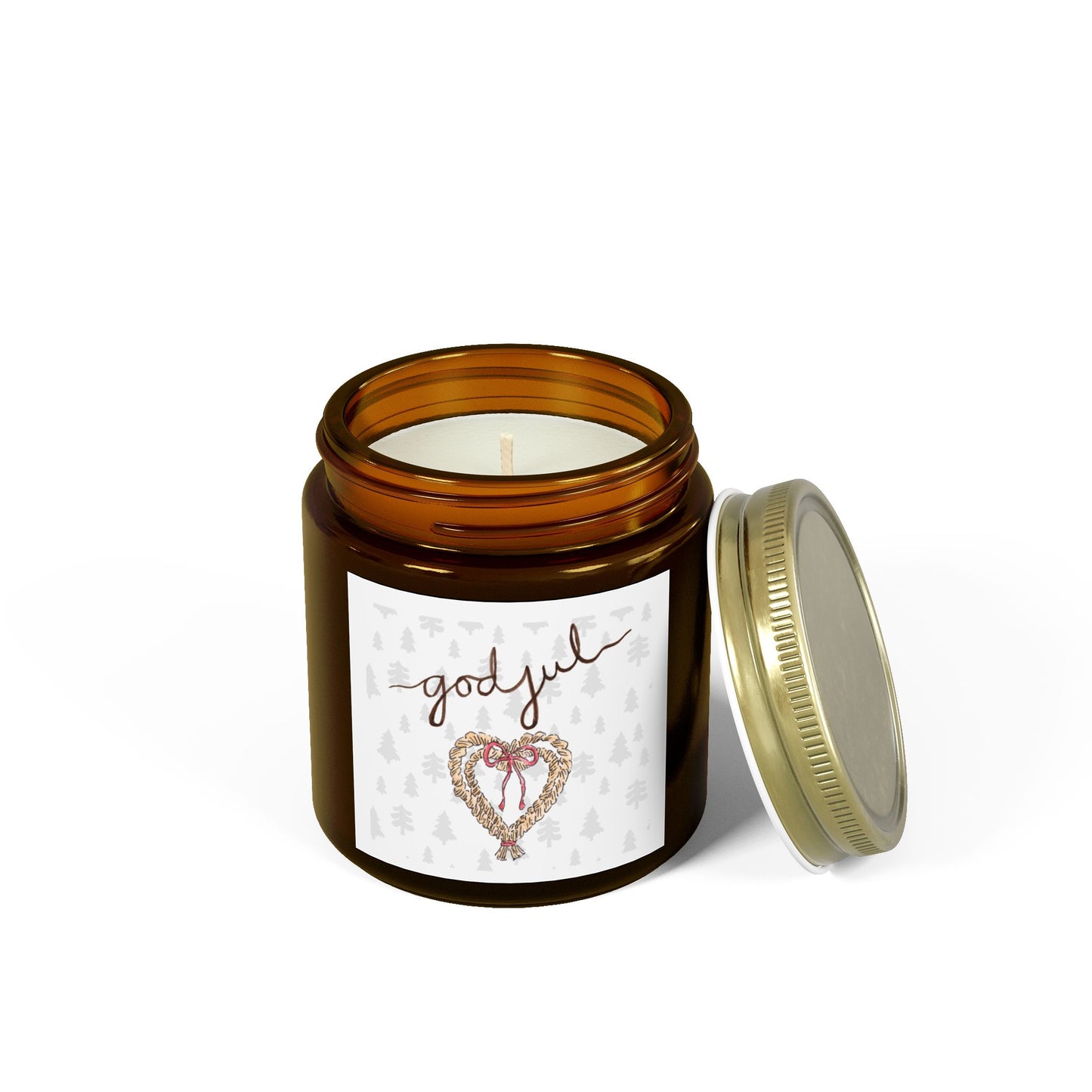 God Jul Straw Heart Scented Candle, Coconut Apricot Wax (4oz)