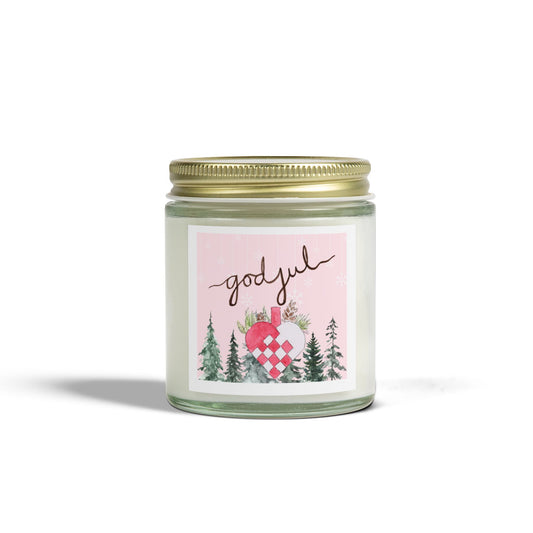 God Jul Heart Basket Scented Candle, Coconut Apricot Wax (4oz)