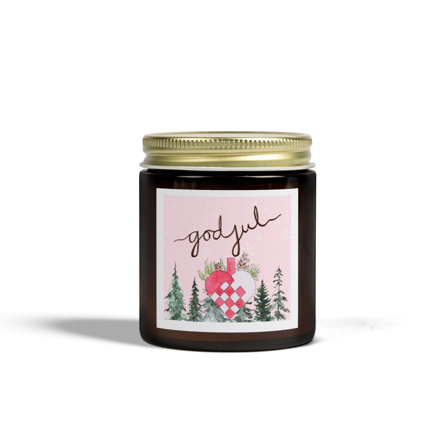 God Jul Heart Basket Scented Candle, Coconut Apricot Wax (4oz)