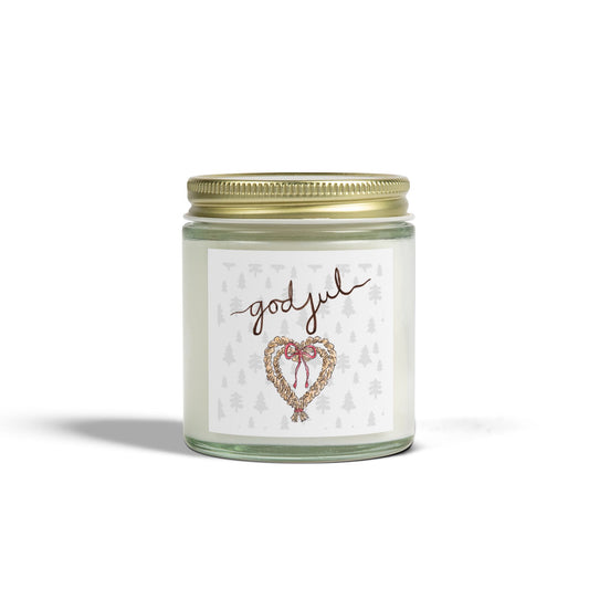 God Jul Straw Heart Scented Candle, Coconut Apricot Wax (4oz)