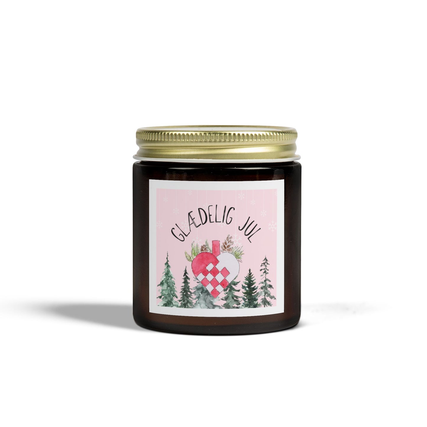 Glædelig Jul Heart Basket - Scented Candle, Coconut Apricot Wax (4oz)